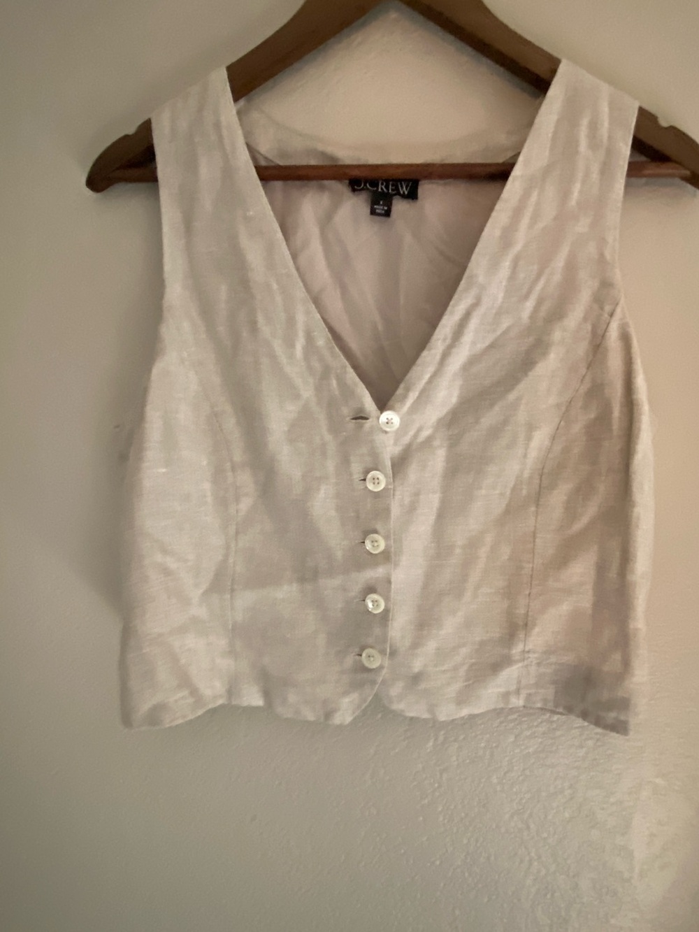 J. Crew Cream Linen Button-Front Women's Vest